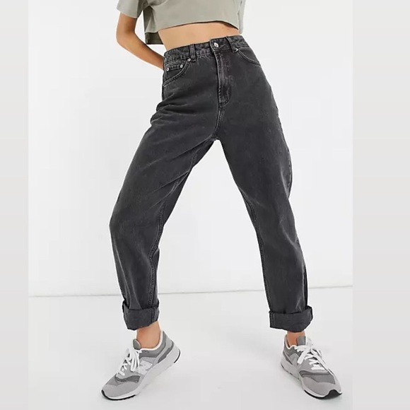 ASOS Denim - ASOS Design Slouchy Mom Jeans Washed Black High Rise TALL